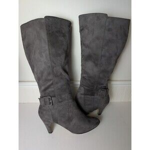Bella Vita Women Troy II Plus Black Faux Suede Buckle Wide-Calf Boots 12 WW Plus
